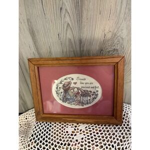 Vintage 1996 Creative Calligraphy Friends Are Precious Framed Art Oak Wood